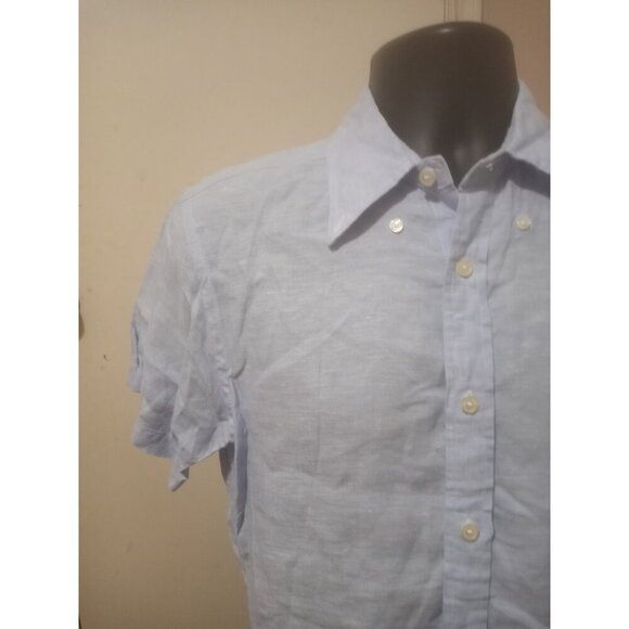Brooks Brothers Regent Fit Short Sleeve Linen Blue Small S Original Polo Shirt - Picture 4 of 12